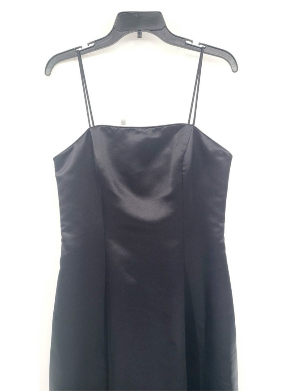 Alex Evenings Satin Shimmer Black Spaghetti Strap Dress